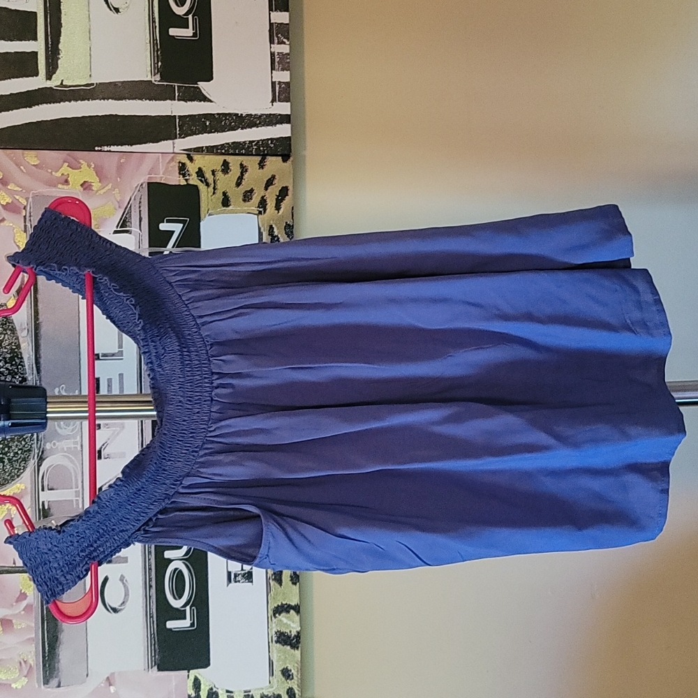 Blue Top semi shoulder elastic